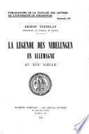 La légende des Nibelungen en allemagne, au XIXe siècle