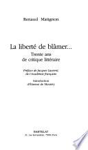 La liberté de blâmer--