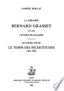 La Librairie Bernard Grasset et les lettres françaises