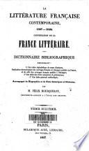 La littérature française contemporaine: 19de siècle