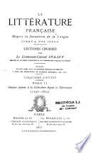 La littérature française depuis la formation de la langue jusqu'à nos jours