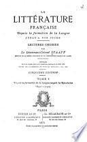La littérature française depuis la formation de la langue jusqu'à nos jours