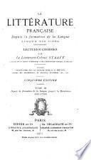 La littérature franc̜aise depuis la formation de la langue jusqu'à nos jours: Auteurs vivants en 1870: [1. ptie.] Cinquième cours (Prosateurs vivants en 1870) 5. éd. 1885. [ptie. 2] Sixième cours (Poëtes vivants en 1870) 1884