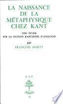 La naissance de la métaphysique chez Kant