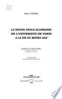 La nation anglo-allemande de l'Université de Paris à la fin du Moyen Age