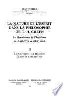 La nature et l'esprit dans la philosophie de T. H. Green