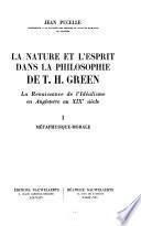 La nature et l'esprit dans la philosophie de T. H. Green