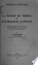 La notion de normal en psychologie clinique