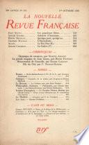 La Nouvelle Revue Française N° 301 (Octobre 1938)