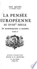 La Pensee europeenne au dix-huitieme siecle
