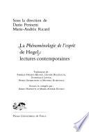 La phénoménologie de l'esprit de Hegel