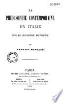 La philosophie contemporaine en Italie