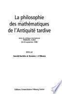 La philosophie des mathématiques de l'Antiquité tardive