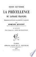 La précellence du langage françois