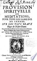 La provision spirituelle en meditations