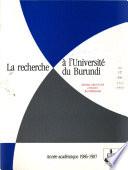 La Recherche à l'Université du Burundi