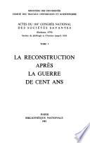 La reconstruction après la guerre de Cent Ans