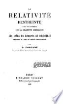 La relativité restreinte, avec un appendice sur la relativité généralisée