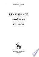 La renaissance du stoicisme au XVIe siècle Léontine Zanta