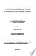 La repartition interregionale des facteurs de production dans u...