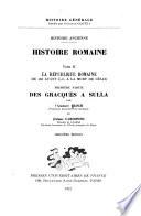 La république romaine de 133 à 44 avant J.-C.: Des Gracques à Sulla. 3. éd. 1952