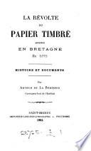 La révolte du Papier Timbré advenue en Bretagne en 1675