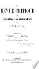 La Revue critique de législation et de jurisprudence du Canada