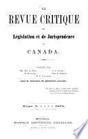 La Revue critique de législation et de jurisprudence du Canada
