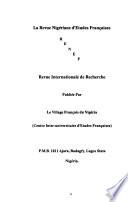 La revue nigériane d'études françaises