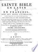 La Sainte Bible en latin et en françois