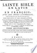 La Sainte Bible en latin et en françois