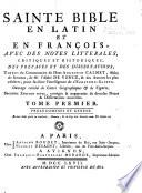 La Sainte Bible en latin et en françois