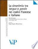 La sinonimia tra langue e parole nei codici francese e italiano