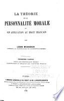 La théorie de la personnalité morale et son application au droit français