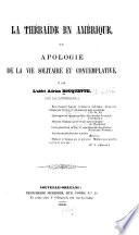La Thēbaïde en Amérique, ou Apologie de la vie solitaire et contemplative