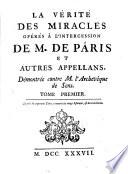 La vérité des miracles opérés à l'intercession de M. de Pâris et autres appellans, démontrée contre M. l'archevêque de Sens [Languet]