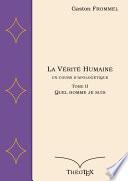 La Vérité Humaine, un cours d'apologétique, Tome II