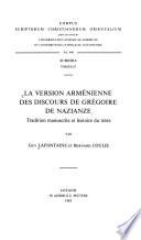 La version arménienne des discours de Grégoire de Nazianze