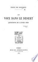 La Voix dans le désert. Questions de l'année 1868