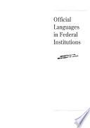 Langues Officielles Dans Les Institutions Fédérales