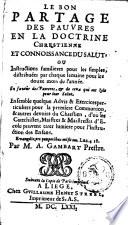 Le bon partage des pauvres en la doctrine chrétienne et connaissance du salut