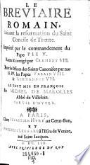 Le Breviaire romain, suivant la réformation du saint concile de Trente ...