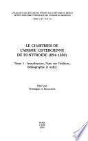 Le chartrier de l'Abbaye cistercienne de Fontfroide, 894-1260: Introduction, note sur l'édition, bibliographie et index