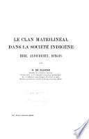 Le clan matrilinéal dans la société indigène hier, aujourd'hui, demain