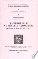 Le clergé d'Ur au siècle d'Hammurabi