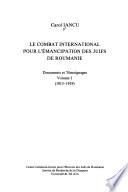 Le combat international pour l'émancipation des juifs de Roumanie: 1913-1919