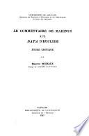 Le commentaire de Marinus aux Data d'Euclide
