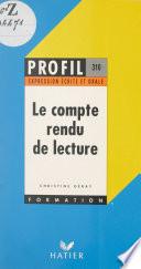 Le compte rendu de lecture