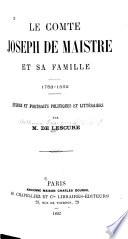 Le comte Joseph de Maistre et sa famille, 1753-1852