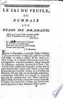 Le cri du peuple, ou Hommage aux états de Brabant